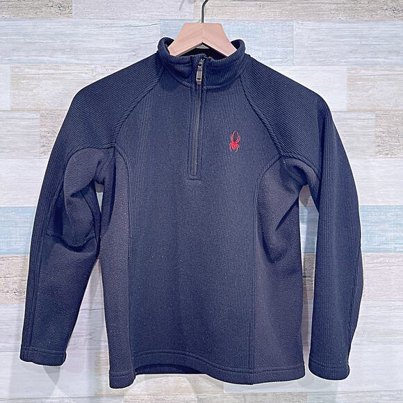 SPYDER 1/4 Zip Performance Fleece Pullover Black Winter Snow Ski Boys Medium - Picture 1 of 6